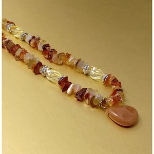 Lia Sophia Tangerine Dreams Necklace With Citrine & Carnelian Stones Adjustable